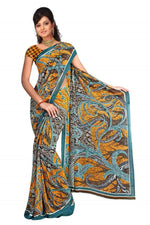 Georgette sari shown draped on a model