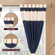 Cream raw silk curtain and cushion cover set shown together