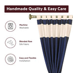 Cream raw silk curtain and cushion cover set shown together