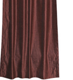 Wine velvet rod pocket curtains hung at a window