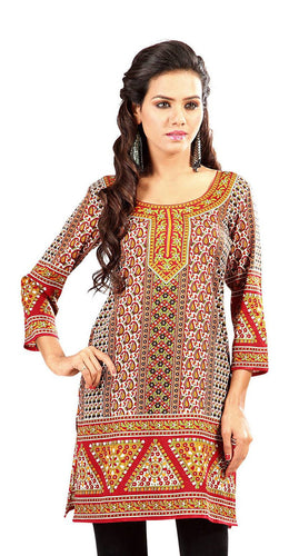 Sari kurti tunic shown draped on a model