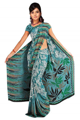 Georgette sari shown draped on a model