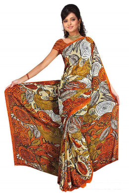 Georgette sari shown draped on a model