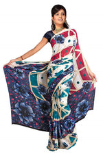 Georgette sari shown draped on a model