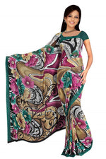 Georgette sari shown draped on a model