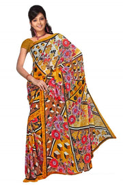Georgette sari shown draped on a model