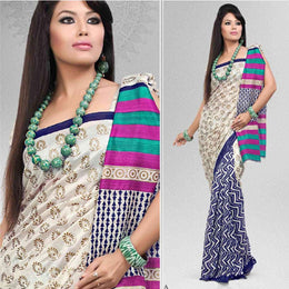 Georgette sari shown draped on a model