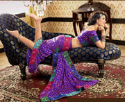 Georgette sari shown draped on a model