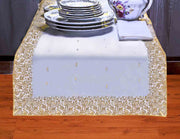 White silk table runner running down a dining table